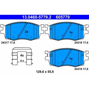 Bremsbelagsatz Scheibenbremse ATE 13.0460-5779.2 für Hyundai Kia I20 I Rio II