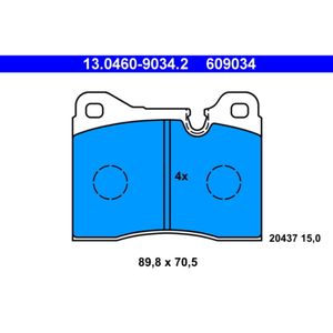 Bremsbelagsatz Scheibenbremse ATE 13.0460-9034.2 für Alfa Romeo 75