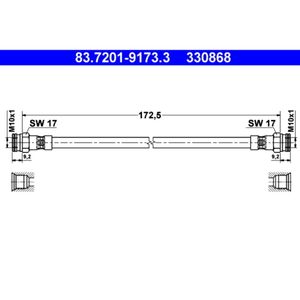 Bremsschlauch ATE 83.7201-9173.3 für Lancia Fiat Ypsilon Musa Idea Punto