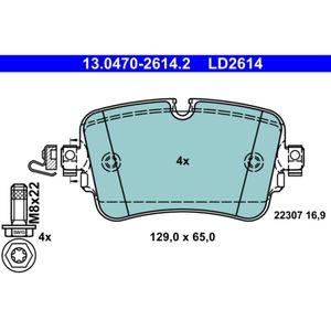 Bremsbelagsatz Scheibenbremse ATE 13.0470-2614.2 für Audi VW Q7