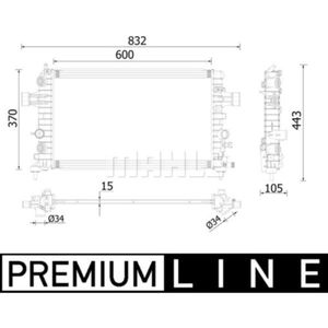 Kühler Motorkühlung MAHLE CR 2224 000P für Opel Astra H Caravan Zafira B