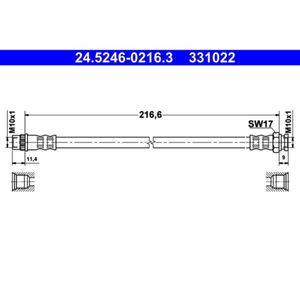 Bremsschlauch ATE 24.5246-0216.3 für Peugeot Citroën DS 5008 C4 Picasso I Ds5