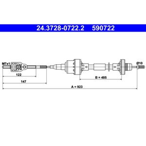 Seilzug Kupplungsbetätigung ATE 24.3728-0722.2 für Opel Astra F CC