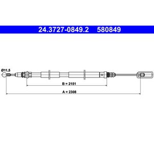 Seilzug Feststellbremse ATE 24.3727-0849.2 für Citroën Peugeot C8