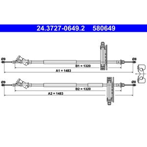 Seilzug Feststellbremse ATE 24.3727-0649.2 für Ford Focus I Turnier