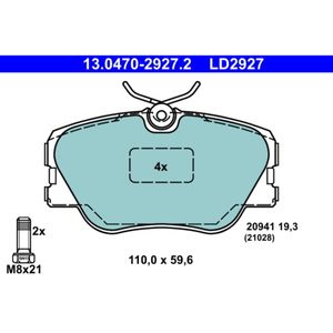 Bremsbelagsatz Scheibenbremse ATE 13.0470-2927.2 für Mercedes-Benz 190 124 E