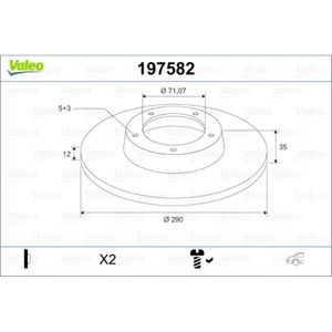 Bremsscheibe VALEO 197582 für Citroën Peugeot Opel DS Vauxhall Fiat 308 II 3008