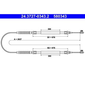 Seilzug Feststellbremse ATE 24.3727-0343.2 für Fiat Peugeot Citroën Ducato Boxer