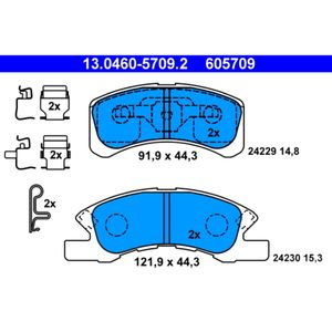 Bremsbelagsatz Scheibenbremse ATE 13.0460-5709.2 für Daihatsu Cuore VI Trevis