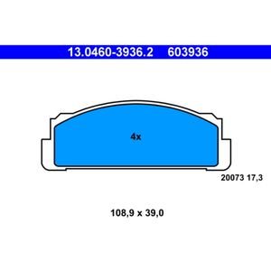 Bremsbelagsatz Scheibenbremse ATE 13.0460-3936.2 für Fiat Lancia Seat Autobianchi