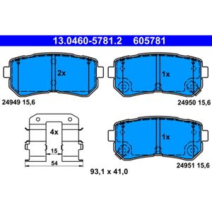 Bremsbelagsatz Scheibenbremse ATE 13.0460-5781.2 für Hyundai Kia Ix20 Picanto II