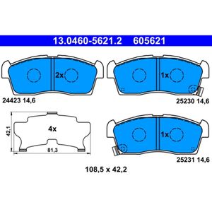 Bremsbelagsatz Scheibenbremse ATE 13.0460-5621.2 für Peugeot Citroën Ion C-Zero