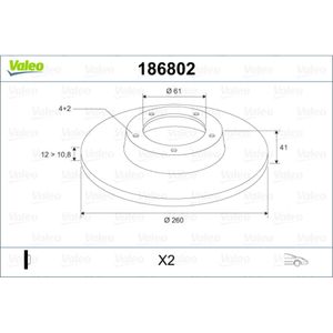 Bremsscheibe VALEO 186802 für Dacia Renault Logan Sandero Twingo I Clio II