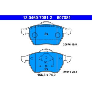 Bremsbelagsatz Scheibenbremse ATE 13.0460-7081.2 für VW Audi Skoda Seat Golf III