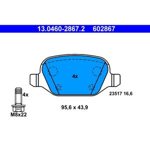 Bremsbelagsatz Scheibenbremse ATE 13.0460-2867.2 für Alfa Romeo Lancia Fiat 156