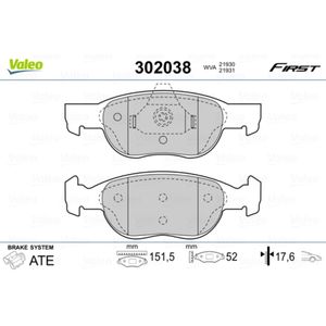 Bremsbelagsatz Scheibenbremse VALEO 302038 für Fiat Punto