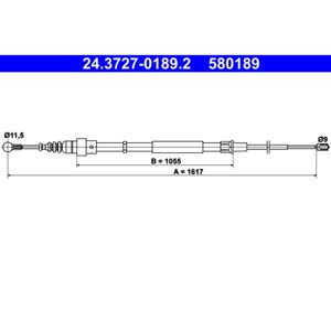 Seilzug Feststellbremse ATE 24.3727-0189.2 für Audi TT