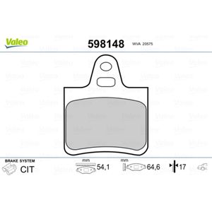 Bremsbelagsatz Scheibenbremse VALEO 598148 für Citroën BX