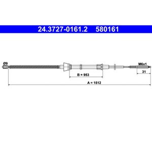 Seilzug Feststellbremse ATE 24.3727-0161.2 für Seat VW Ibiza II Polo III Cordoba