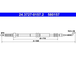 Seilzug Feststellbremse ATE 24.3727-0157.2 für VW Transporter T4