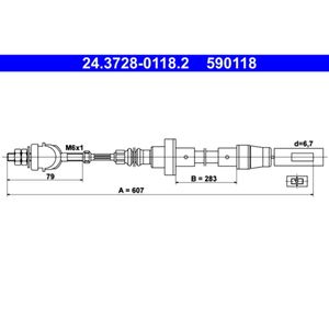 Seilzug Kupplungsbetätigung ATE 24.3728-0118.2 für VW Polo II Classic