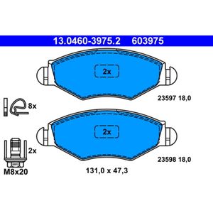 Bremsbelagsatz Scheibenbremse ATE 13.0460-3975.2 für Peugeot 306 206+ 206 Van