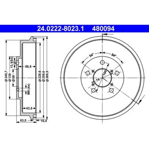 Bremstrommel ATE 24.0222-8023.1 (2 Stk.)