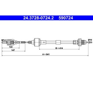 Seilzug Kupplungsbetätigung ATE 24.3728-0724.2 für Opel Corsa B