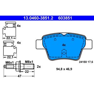 Bremsbelagsatz Scheibenbremse ATE 13.0460-3851.2 für Peugeot 207/207+ 207 CC