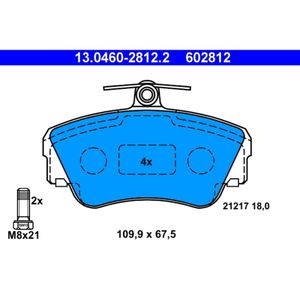 Bremsbelagsatz Scheibenbremse ATE 13.0460-2812.2 für Volvo 480