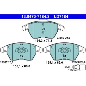 Bremsbelagsatz Scheibenbremse ATE 13.0470-7184.2 für VW Seat Skoda Audi Ibiza IV