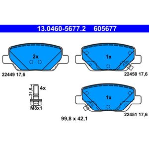 Bremsbelagsatz Scheibenbremse ATE 13.0460-5677.2 für Fiat Tipo