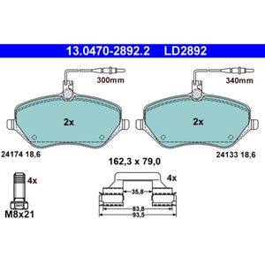 Bremsbelagsatz Scheibenbremse ATE 13.0470-2892.2 für Peugeot Citroën 607 407 SW