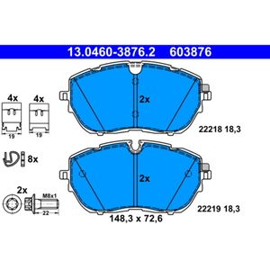 Bremsbelagsatz Scheibenbremse ATE 13.0460-3876.2 für Peugeot Opel DS Citroën