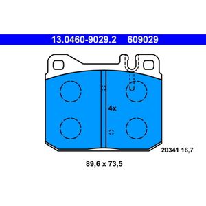 Bremsbelagsatz Scheibenbremse ATE 13.0460-9029.2 für Mercedes-Benz 123 S