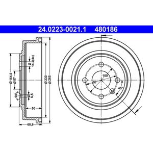 Bremstrommel ATE 24.0223-0021.1 (2 Stk.) für Opel Astra H Caravan