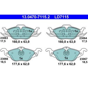 Bremsbelagsatz Scheibenbremse ATE 13.0470-7115.2 für Opel Astra G CC Zafira A