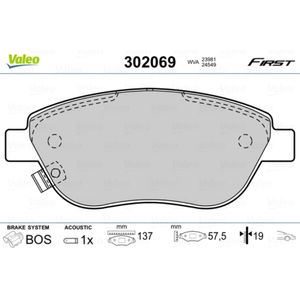 Bremsbelagsatz Scheibenbremse VALEO 302069 für Opel Corsa D Signum CC Astra H