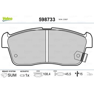 Bremsbelagsatz Scheibenbremse VALEO 598733 für Daihatsu Yrv Copen Sirion