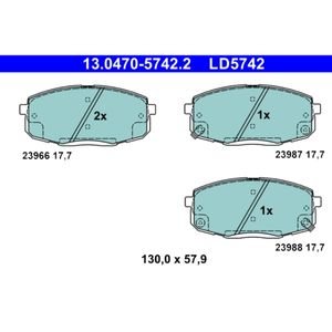 Bremsbelagsatz Scheibenbremse ATE 13.0470-5742.2 für Kia Hyundai Cee'd SW I30