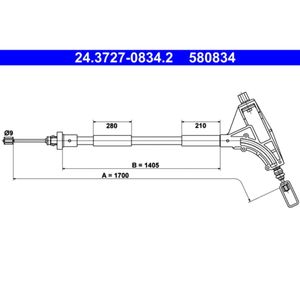 Seilzug Feststellbremse ATE 24.3727-0834.2 für Peugeot 406 Break