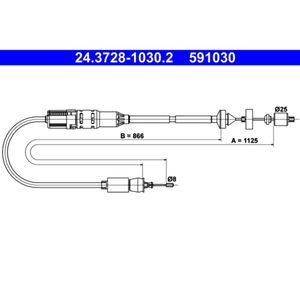 Seilzug Kupplungsbetätigung ATE 24.3728-1030.2 für Renault Laguna I