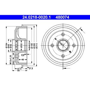 Bremstrommel ATE 24.0218-0020.1 (2 Stk.) für Citroën Peugeot AX