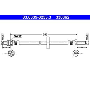 Bremsschlauch ATE 83.6339-0253.3 für Ford Escort III Orion II IV Turnier