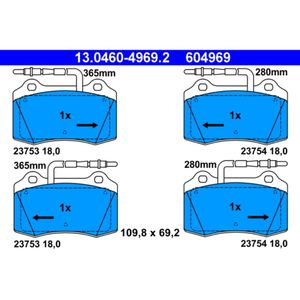 Bremsbelagsatz Scheibenbremse ATE 13.0460-4969.2 für Peugeot 406