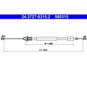 Seilzug Feststellbremse ATE 24.3727-0315.2 für Citroën Peugeot Partner