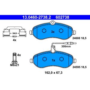 Bremsbelagsatz Scheibenbremse ATE 13.0460-2738.2 für Fiat Peugeot Citroën Scudo