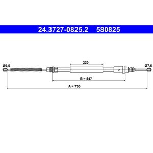 Seilzug Feststellbremse ATE 24.3727-0825.2 für Peugeot 406 Break