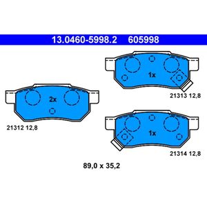 Bremsbelagsatz Scheibenbremse ATE 13.0460-5998.2 für Rover Honda MG 200 II