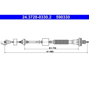 Seilzug Kupplungsbetätigung ATE 24.3728-0330.2 für Citroën Xsara Picasso